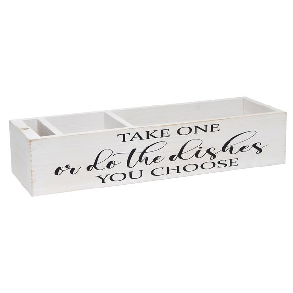 Elegant Designs Countertop Organizer Take One or do the Dishes You Choose Script in Black, Marker Slot White Wash HG2034-WWH